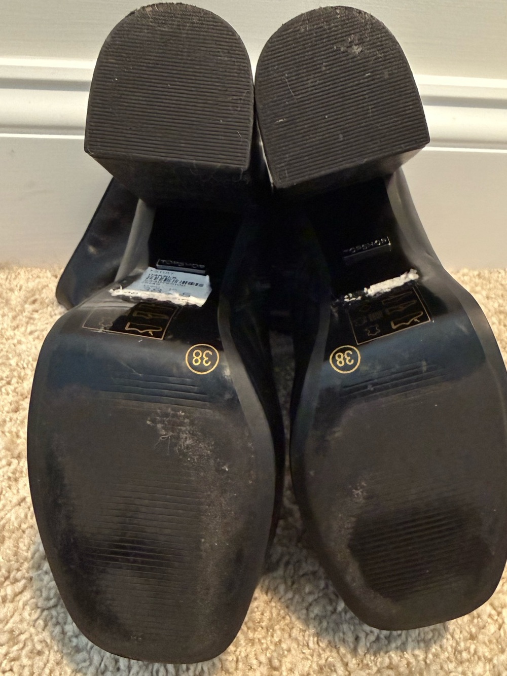 Vintage Topshop Y2K Black 5” Platform Boots EU 38 US 7.5 - Picture 7 of 8